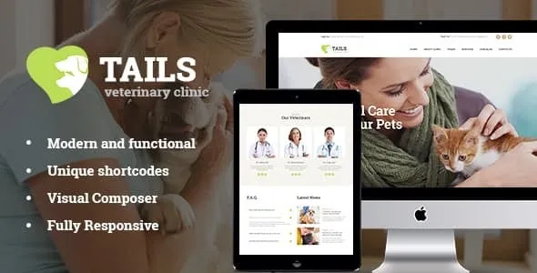Tails – Veterinary Clinic, Pet Care & Animal WordPress Theme + Shop 95% OFF