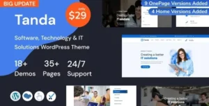 Tanda - Technology & IT Solutions WordPress Theme 95% OFF