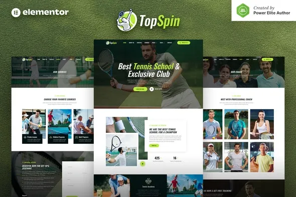 TopSpin – Tennis School & Sports Club Elementor Template Kit 95% OFF