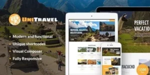 UniTravel - Travel Agency & Tourism Bureau WordPress Theme 95% OFF