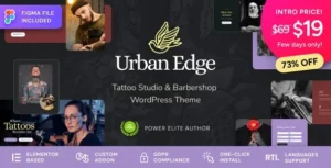 Urban Edge - Barbershop & Tattoo Studio WordPress Theme 95% OFF