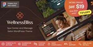 Wellness Bliss – Massage Salon & Spa WordPress Theme 95% OFF