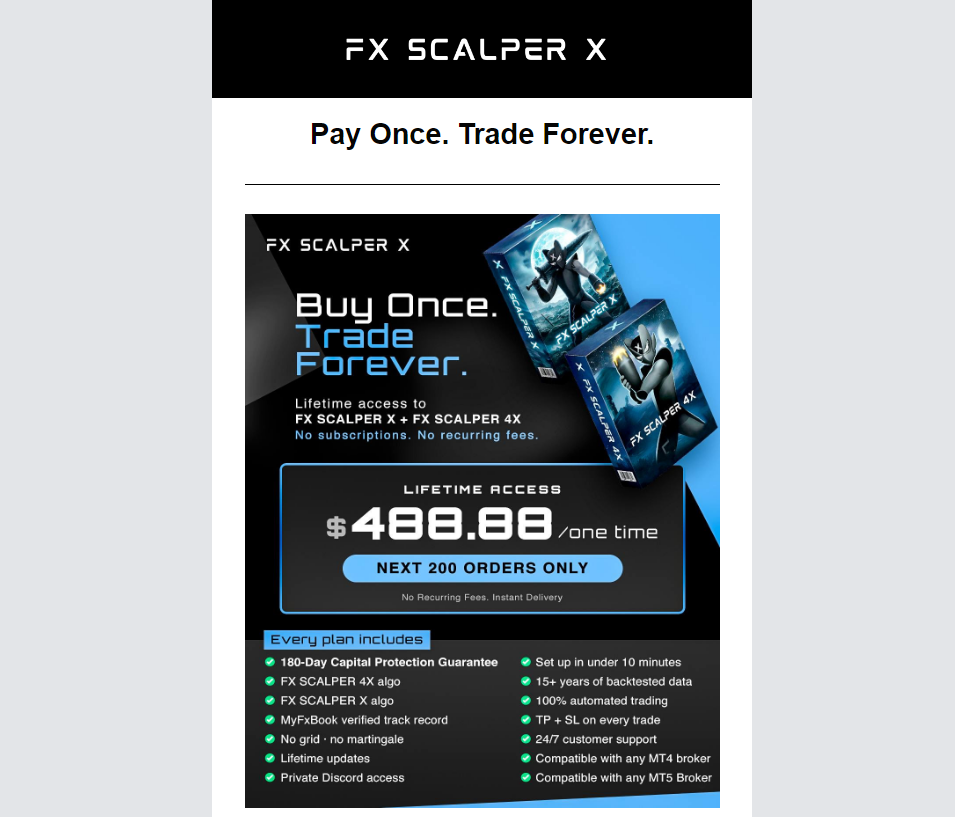 Fx Scalper X | Buy Once, Trade Forever! 1 Pay Once Trade Forever